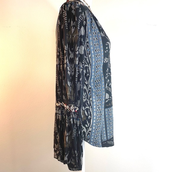 Lucky Brand Embroidered Bell Sleeve Blouse - Picture 2 of 14